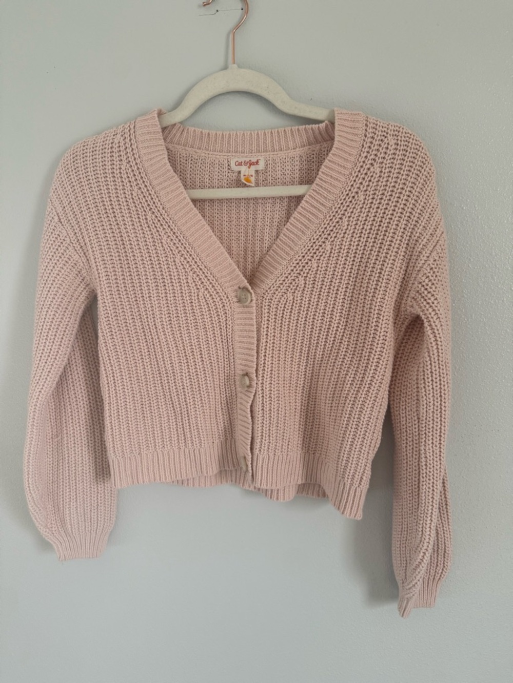 Cat & Jack Girls Dusty Pink Button-Front Knit Cardigan Size 7/8
